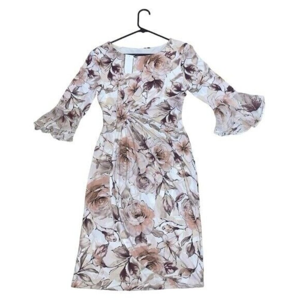 Connected Apareal Printed Flounce-Sleeve Sheath Floral Dress Macy's Size 4